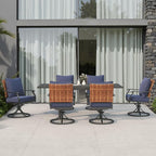 Grand patio 7-Piece Outdoor Dining Set, 6 Leather-Look Wicker Blue Swivel Patio - Image 2