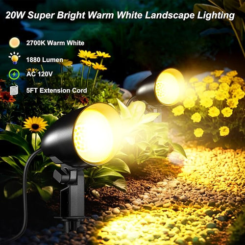 20W Outdoor LED Landscape Lighting Spot Lights Outdoor 1880LM IP66 Waterproof - Image 2