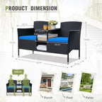 Greesum Patio Loveseat Outdoor Wicker Furniture Conversation Set - Image 7