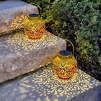 2 Pack Outdoor Solar Hanging Lantern Lights Metal LED Decorative Lamp - Image 6