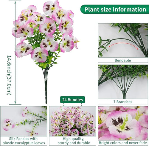 24 Bundles Artificial Pansy Flowers - Image 2