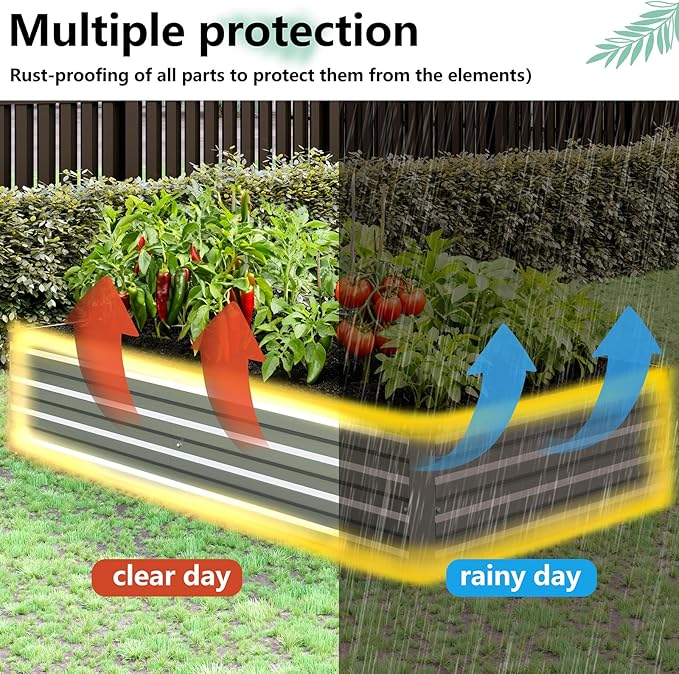 Vengarus 6x3x1FT Galvanized Raised Garden Bed Kit, Outdoor Metal Planter Box - Image 5
