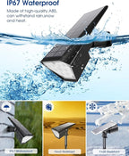 Biling Solar Spot Lights Outdoor, Bright 700 Lumen Solar Outdoor Lights IP67 - Image 2