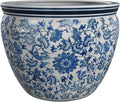 Red Lantern Large 18" Porcelain Fishbowl Blue & White Floral Planter or Cachepot by RedLantern