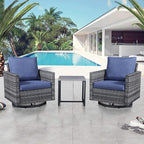 Belord Outdoor Bistro Set 3 Piece Wicker Swivel Rocker Patio Chairs, Oversize - Image 7