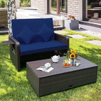LDAILY Moccha Outdoor Daybed, Wicker Loveseat Sofa Set - Image 3