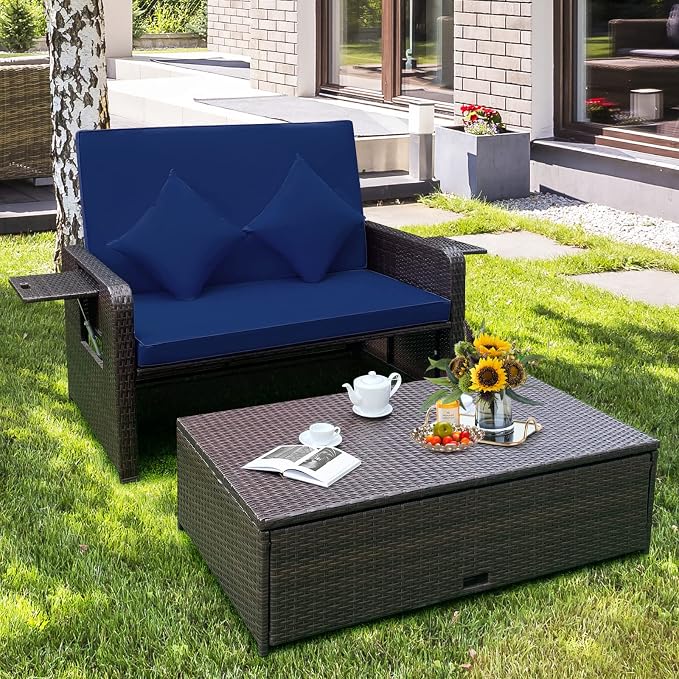 COSTWAY Patio Rattan Daybed - Image 2