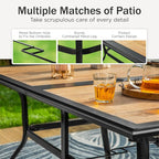 PHI VILLA Outdoor Dining Table for 6, Modern Long Furniture for Patio - Image 5