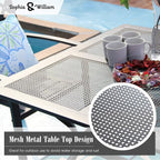 Sophia & William Metal Outdoor Dining Table, Square Mesh Patio Table - Image 4