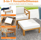 Tangkula 5 Piece Outdoor Conversation Furniture Set, Acacia Wood Sectional Sofa - Image 8
