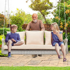 3-Person Wicker Porch Swing Chair Heavy Duty 900 LBS Outdoor Rattan Patio Swing - Image 7