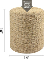 Wimarsbon Decor Round Pouf Ottoman Single Strand Paper Rope Pouf Footrest - Image 3