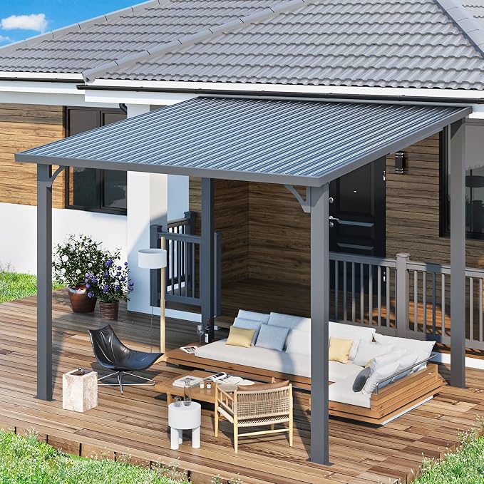AECOJOY 10'x8' Pergola Hardtop Outdoor Gazebo - Image 3