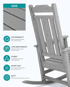 SERWALL Oversized Rocking Chair Set of 2 Outdoor, HDPE Outdoor Rocking Chair - Image 5
