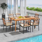 Tangkula 7 Piece Wood Outdoor Dining Set - Image 2