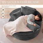 Antetek Oversized Round Chaise Longue Chair Indoor, Modern 55-inch Upholstered - Image 3