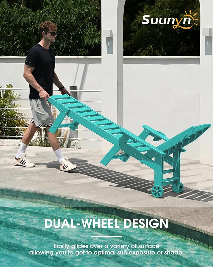 Lounge Chair Outdoor Set of 2, HDPE Chaise Lounge Outdoor - Image 3