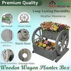 NestNature Wooden Wagon Planter Box, Raised Garden Bed, Decorative Garden - Image 6