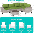 6-Piece Outdoor Patio Furniture Set Wicker Sectional Sofa Set, Patio - Image 6