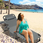 MOPHOTO Folding Chaise Lounge Chair 5-Position, Folding Cot, Heavy Duty Patio - Image 2