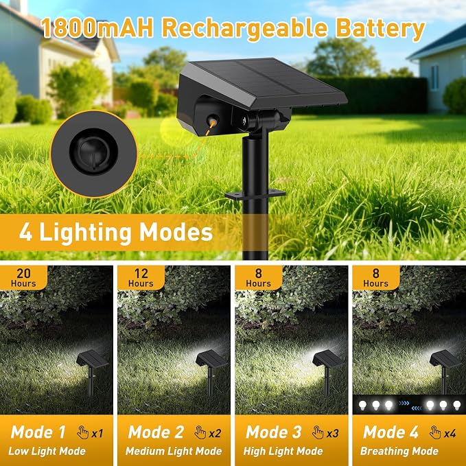 Solar Spot Lights Outdoor Waterproof IP65, 2-in-1 Solar Landscape Spotlights - Image 3