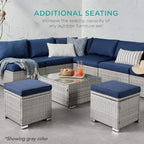 Best Choice Products Set of 2 Wicker Ottomans, Additional Seating, Side Table - Image 6