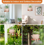 AFFLAT Smiley Face Flower Pot, Swinging Hanging Planter, Resin Smiley Face - Image 5