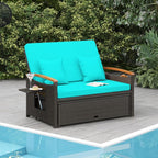 Moccha Outdoor Wicker Daybed, Patio Rattan Loveseat Sofa w/ 4-Level Adjustable - Image 2