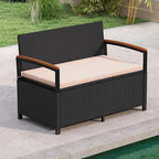 RELAX4LIFE Wicker Outdoor Storage Bench, Rattan Deck Box w/Protective Liner by RELAX4LIFE