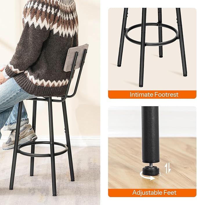 HOOBRO Bar Stools, 25.2" Bar Chairs - Image 6