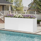 Metal Rectangular Outdoor Planter Box 36" x 15" x 24" White Steel Long Planter - Image 6