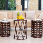 HFHOME Round Nesting Coffee Tables, Heavy Duty Metal Stacking Side Tables - Image 4
