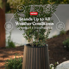 Keter Signature Conic 28.5 Inch Tall Round Large Wood Look Planter - Image 3