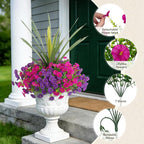 Artificial Flowers for Outdoors Fake Plants Outside, 12 Bundles Silk Morning - Image 3