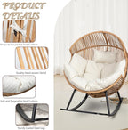 Shintenchi Egg Chair Outdoor, Oversized Outdoor Indoor Wicker Rocking Chair - Image 4
