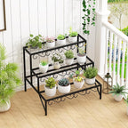 3 Tier Metal Plant Stand Outdoor Indoor, Heavy Duty Flower Pot Holder Display - Image 6
