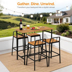 VINGLI 5 Pieces Outdoor Patio Bar Set, Acacia Wood Outdoor Dining Set Patio - Image 6