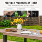 PHI VILLA Outdoor Metal Expandable Dining Table, Wood-Like Wrought Iron - Image 8