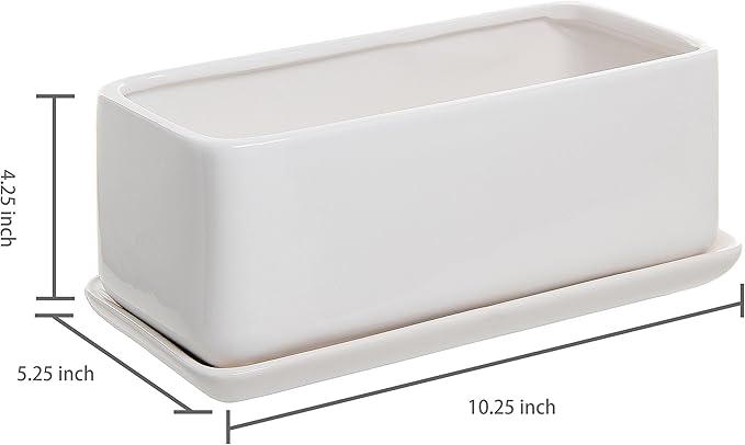 MyGift 10 Inch Modern Unglazed White Ceramic Indoor Plant Pot - Image 6