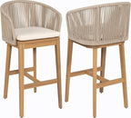 Christopher Knight Home Zax Set of 2 Patio Barstool, Acacia Wood & Rope Outdoor - Image 5