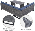 Belord Outdoor Sectional Sofa 6 Seater L Shaped Couch Wicker Patio Conversation - Image 6