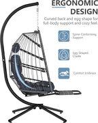 SWITTE Egg Chair Outdoor with Footrest & Stand, Indoor Wicker Hanging Egg Swing - Image 7