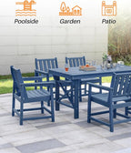 7 Pieces HDPE Outdoor Dining Set, Patio Dining Set - Image 7