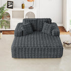 56" W Oversized Chaise Lounge Chair Indoor, Plush Faux Fur Sleeper Couch Sofa - Image 9