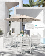 SERWALL 9-Piece Outdoor Dining Set, All Weather HDPE Outdoor Furniture Set - Image 3