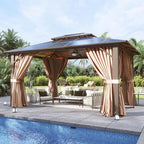 Aoxun 10'x12' Hardtop Gazebo, Aluminum Frame Permanent Pavilion - Image 2