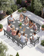 SERWALL 11-Piece Outdoor Dining Set, All Weather HDPE Outdoor Furniture Set - Image 7