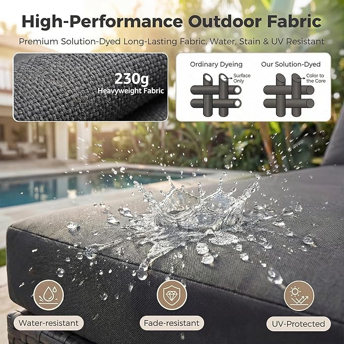 NICESOUL 29.3'' High Back Outdoor Patio Sectional Furniture Sofa Set - Image 9