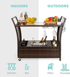 Best Choice Products Outdoor Rolling Wicker Bar Cart w/Removable Ice Bucket - Image 6
