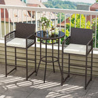 Tangkula 3 Piece Patio Bar Set, Outdoor Heavy Duty Wicker Bar Height Table & 2 - Image 4